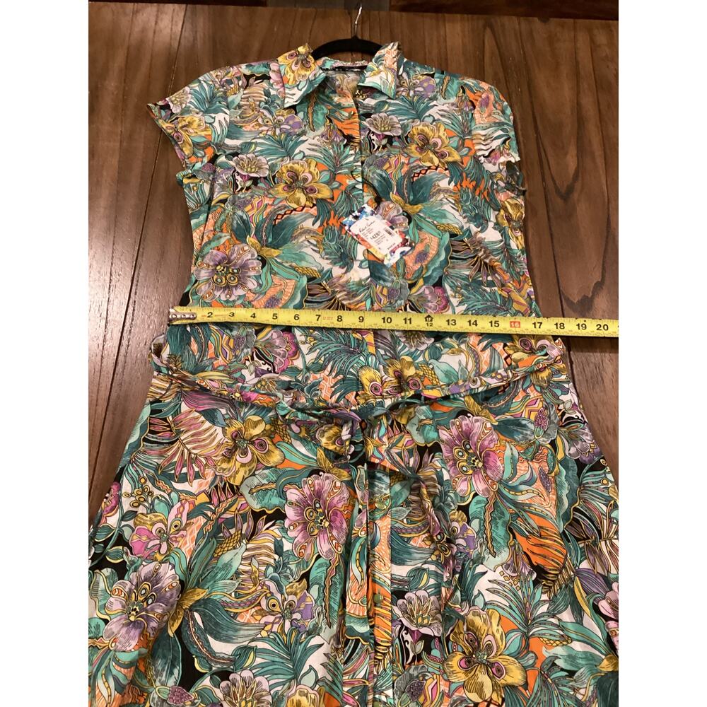 Robert Graham Vivienne short sleeve button down multi color floral midi dress 8 - Picture 9 of 10